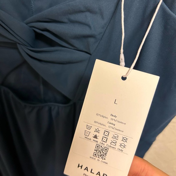 Halara Twisted Split Midi Dress Black Size L NWT - Picture 9 of 10